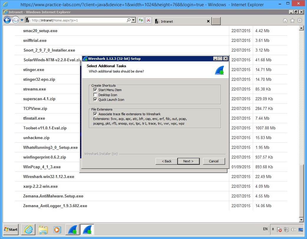 Practice Labs screenshot.